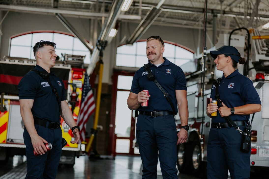 firefighters assembled in station